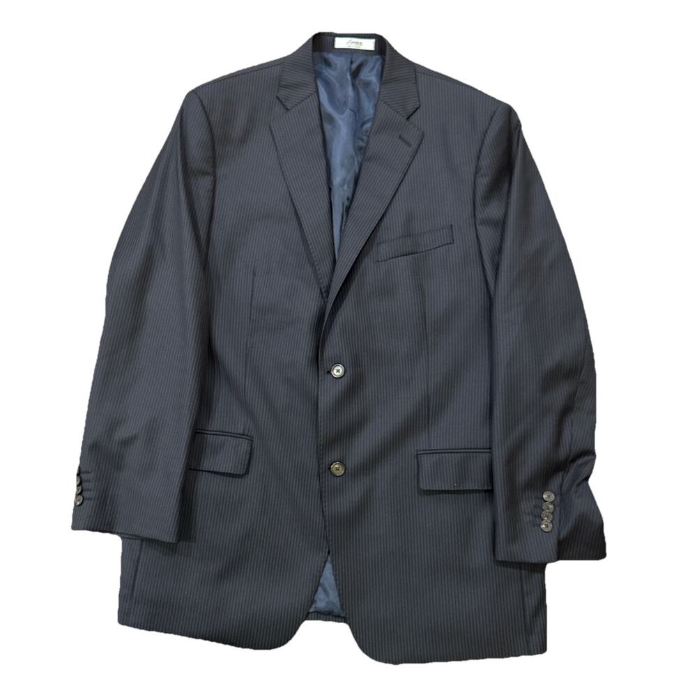 Ralph Lauren Mens Blazer 44L Navy Wool Pinstripe Sport Coat Suit Jacket